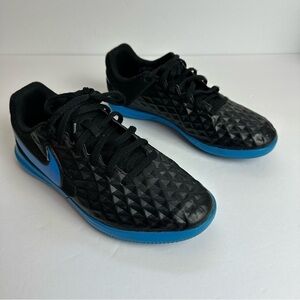 Nike Tiempo Legend Youth Size 4.5 Indoor Soccer Shoes EU 36.5 Black Blue Unisex
